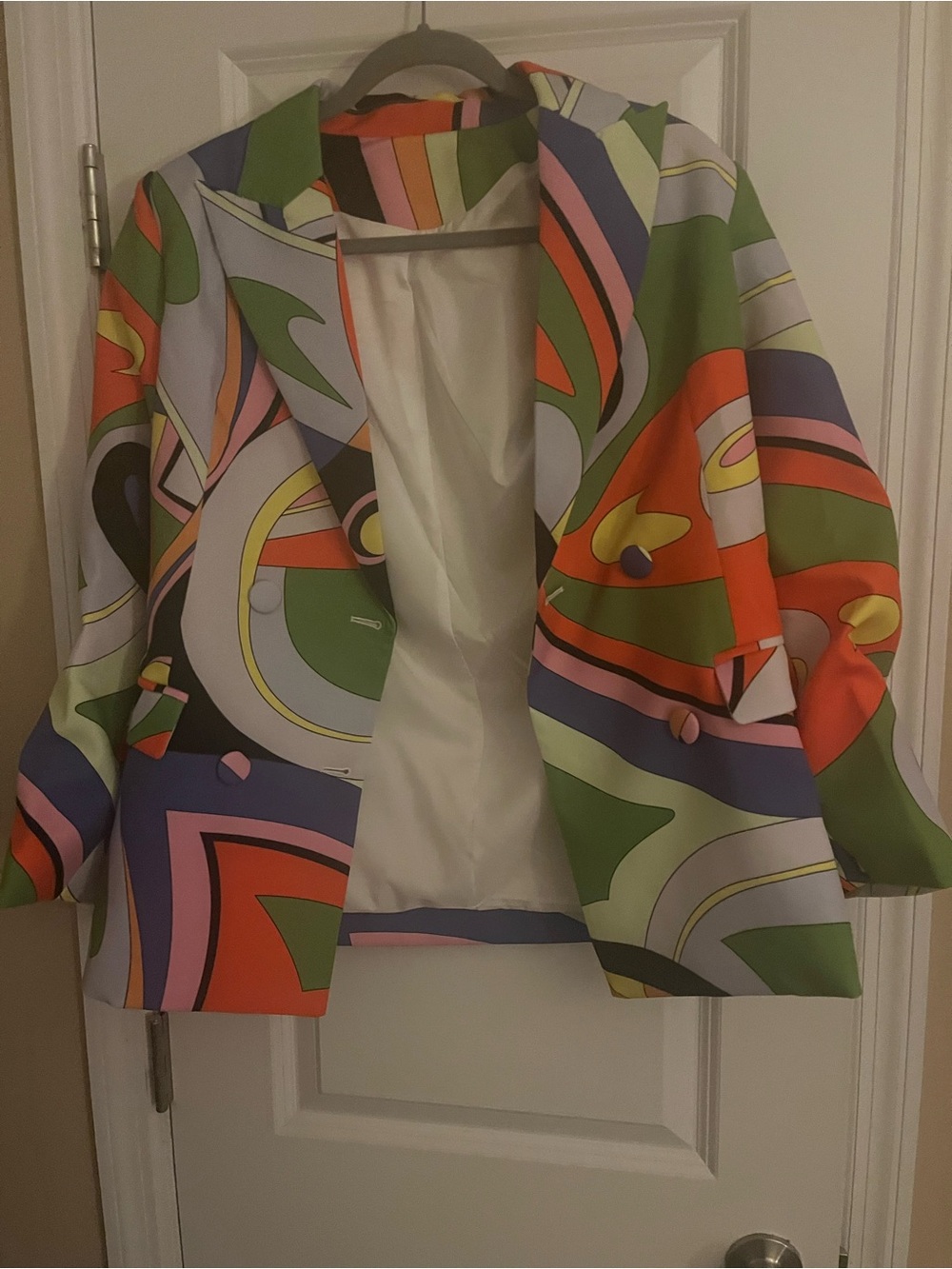 NWOT Never Worn Abstract Multi-Color Open Blazer - Green Multi Size XL